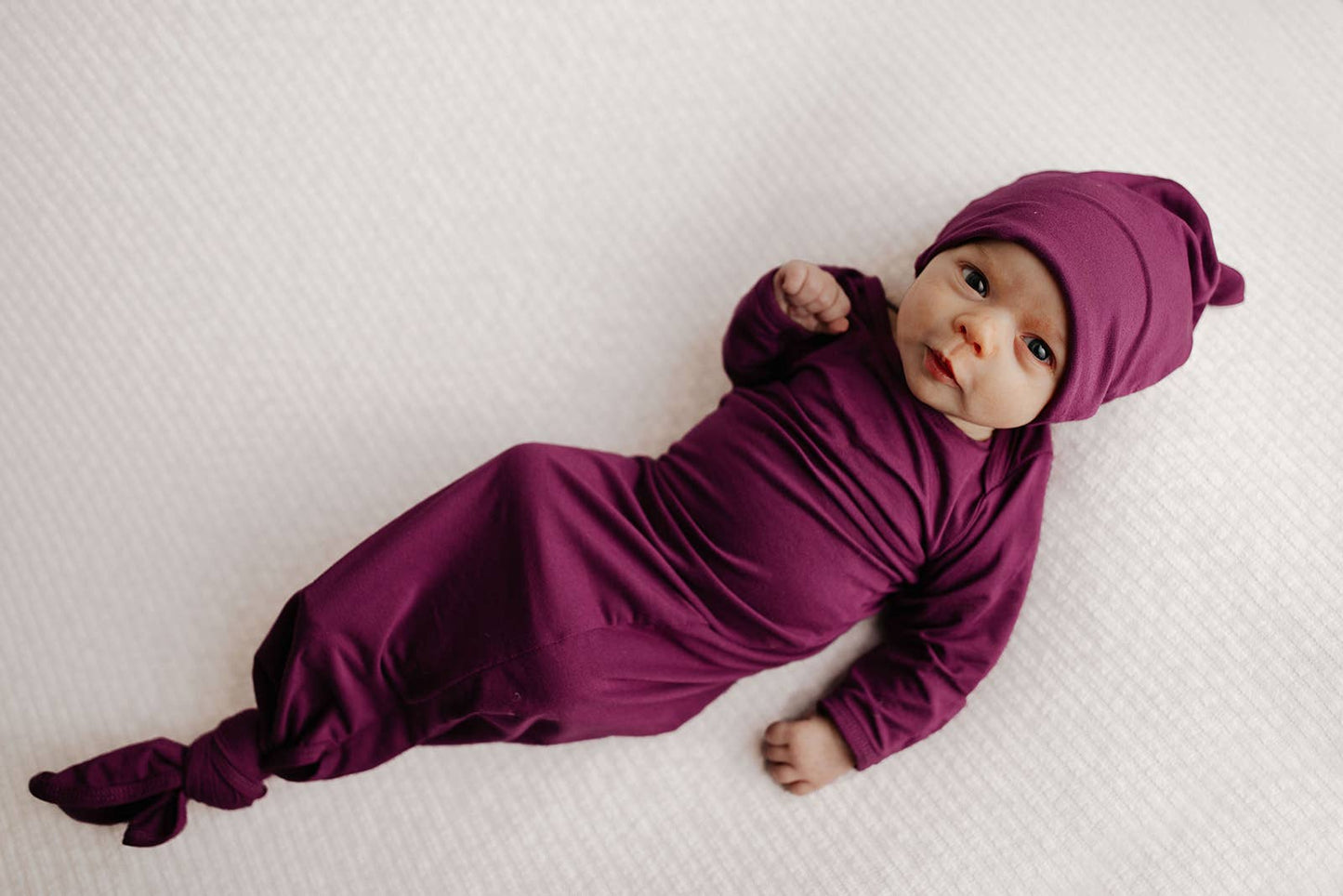 Plum Purple Knotted Newborn Baby Gown
