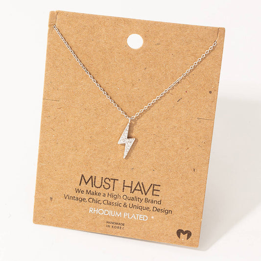 Pave Lightning Bolt Pendant Necklace