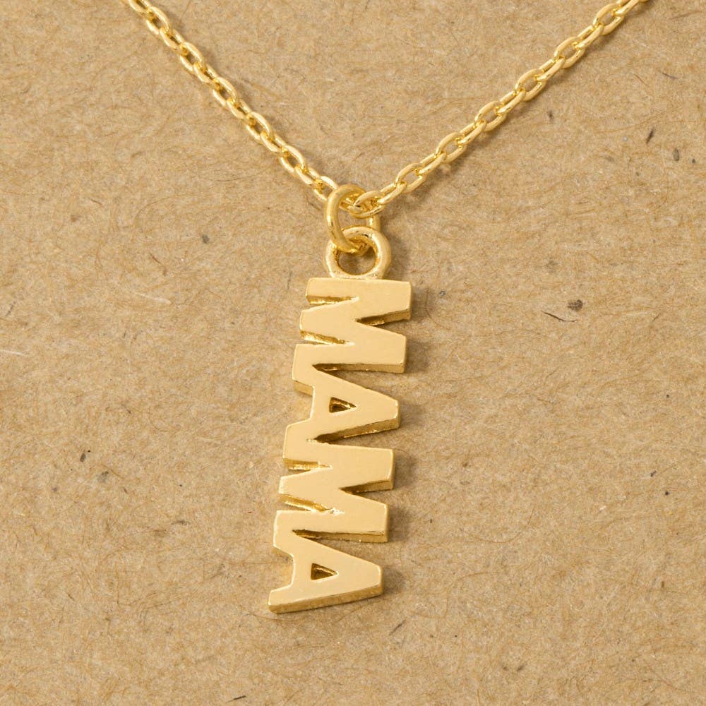 Gold Dipped Flat Mama Pendant Necklace