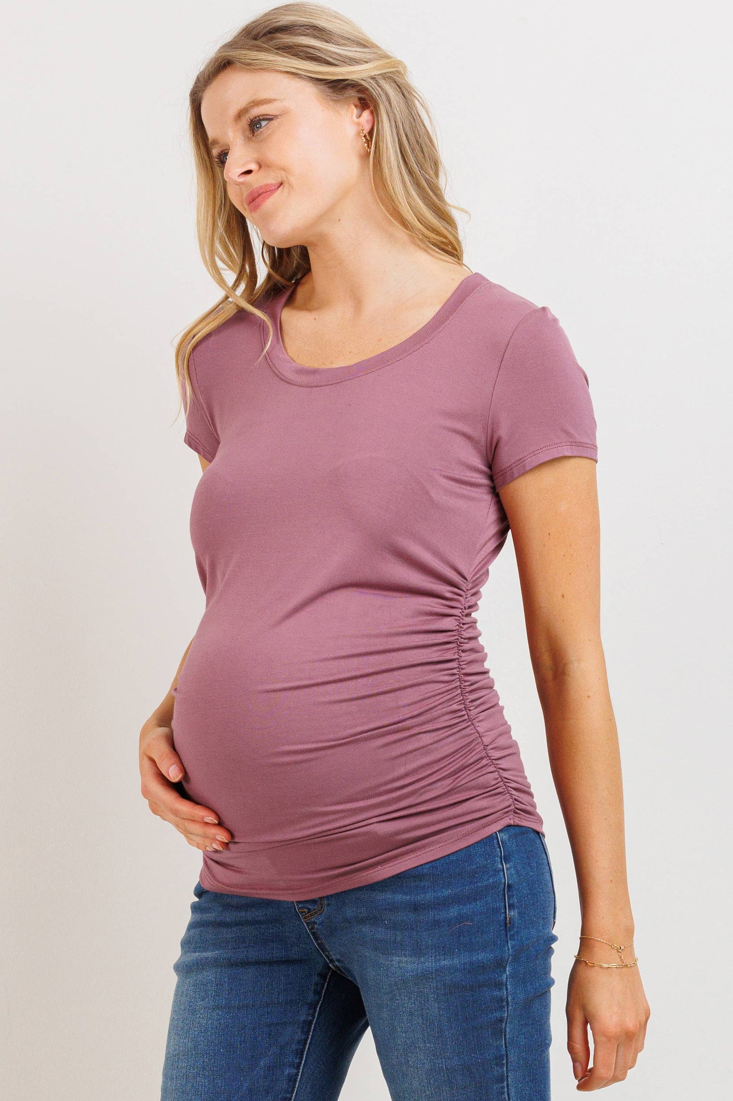 Ruched Short Sleeve Maternity T-Shirt