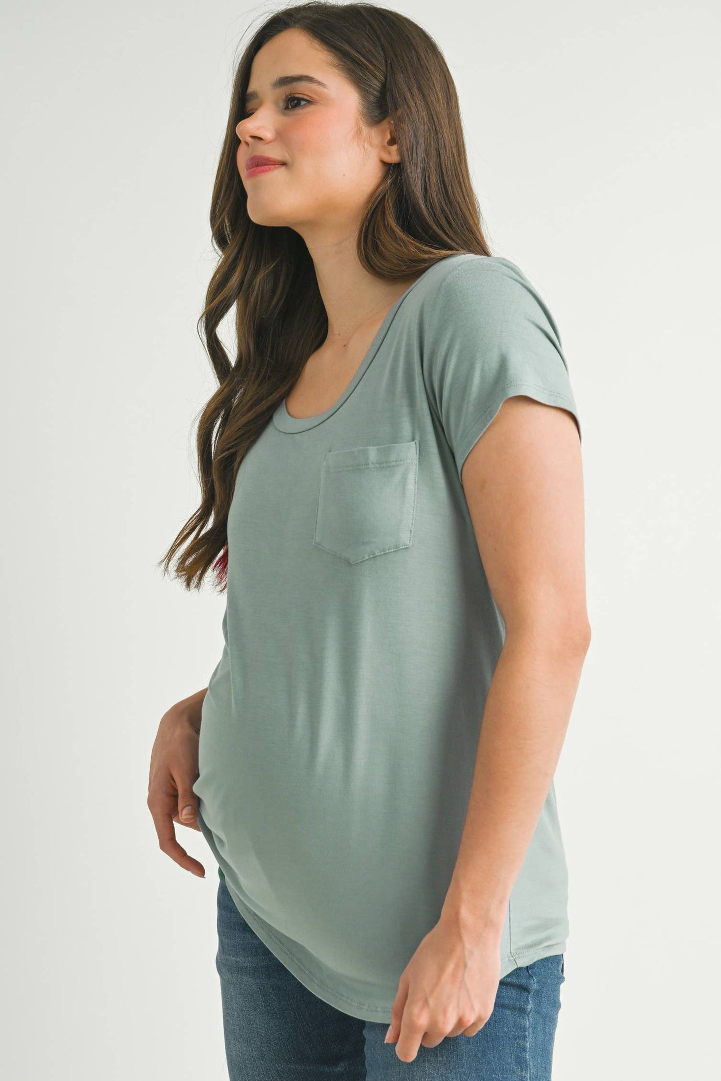 Round Neck Maternity Nursing Pocket T-Shirt