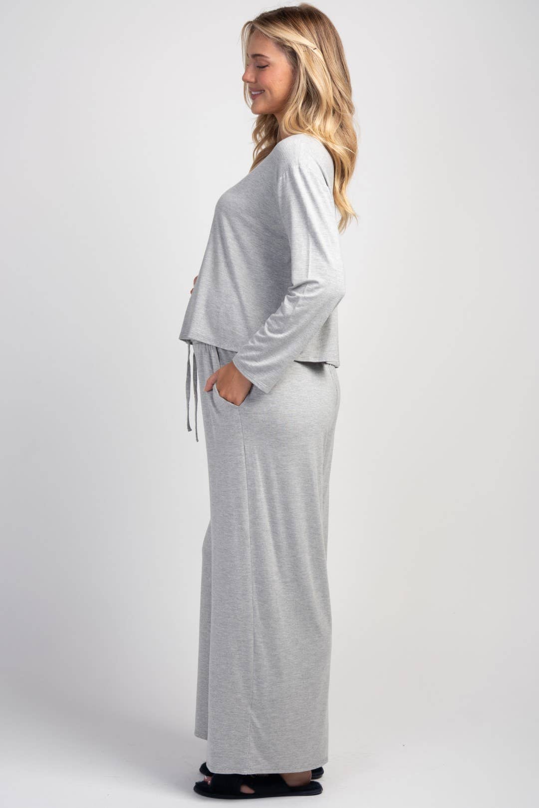 Maternity Long Sleeve Lounge Top & Wide Leg Pant Set
