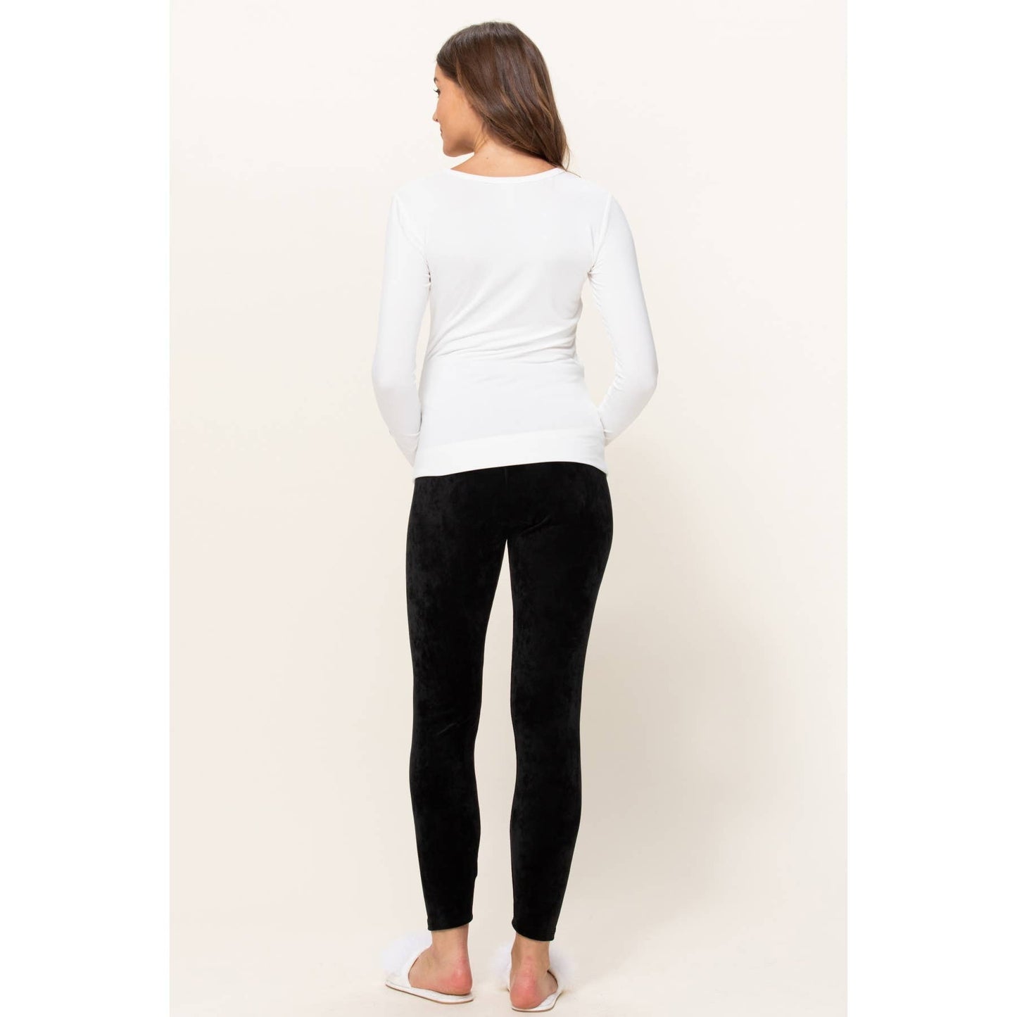 Velour Yoga Pants with Elastic Waistband