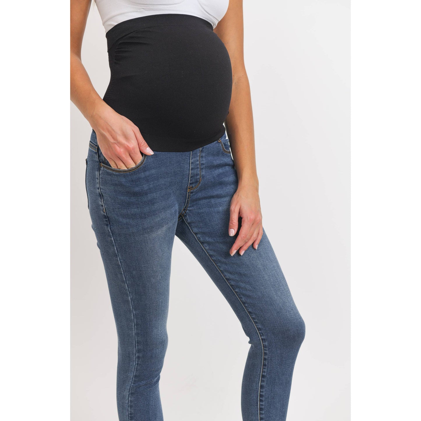 Stretch Maternity Skinny Jeans With Full Panel