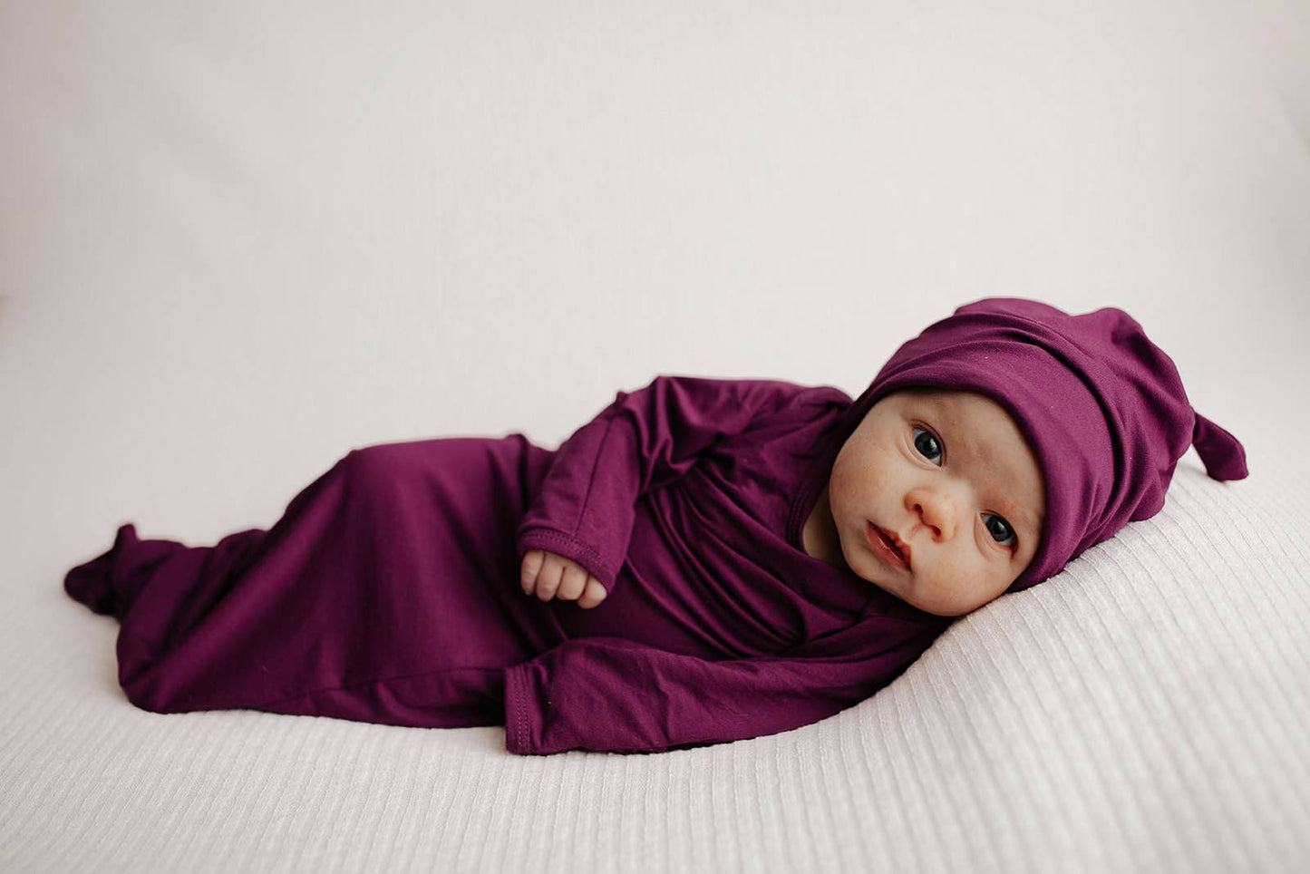 Plum Purple Knotted Newborn Baby Gown