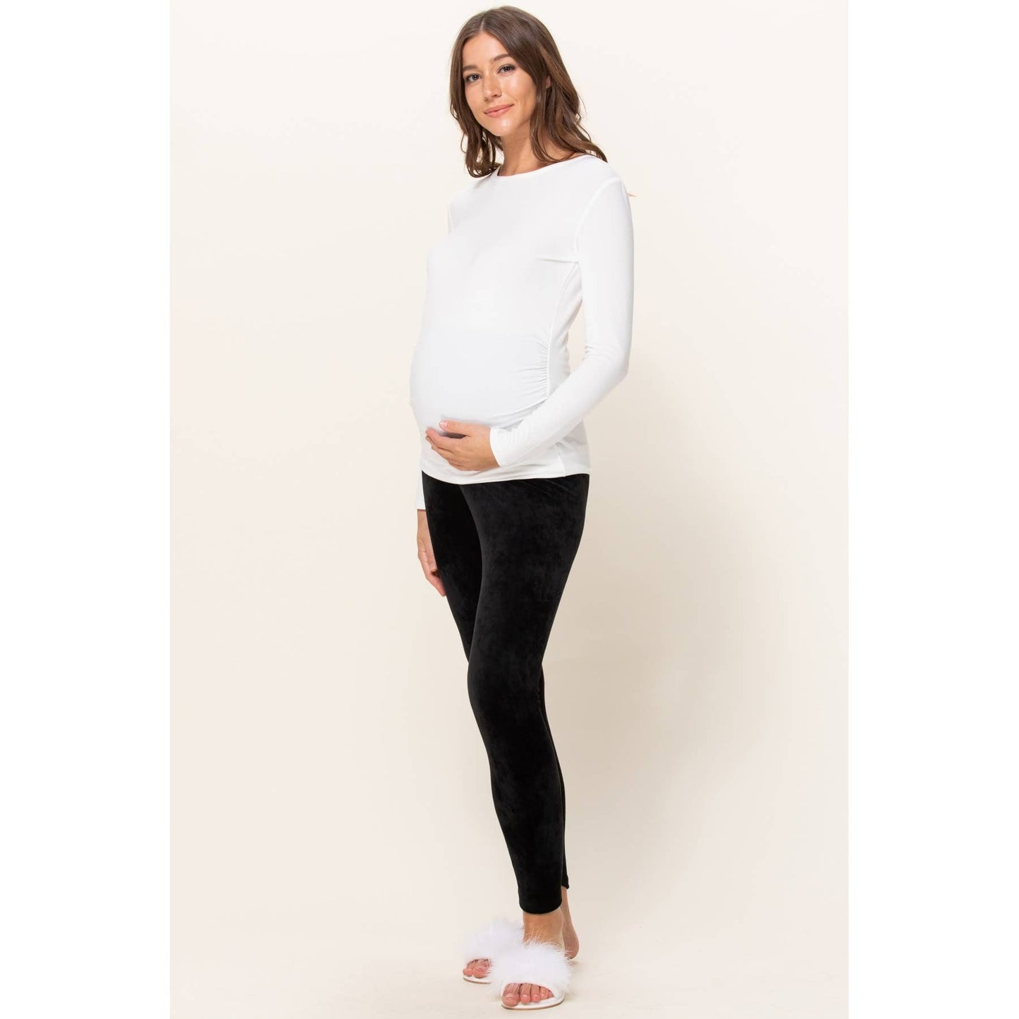 Velour Yoga Pants with Elastic Waistband