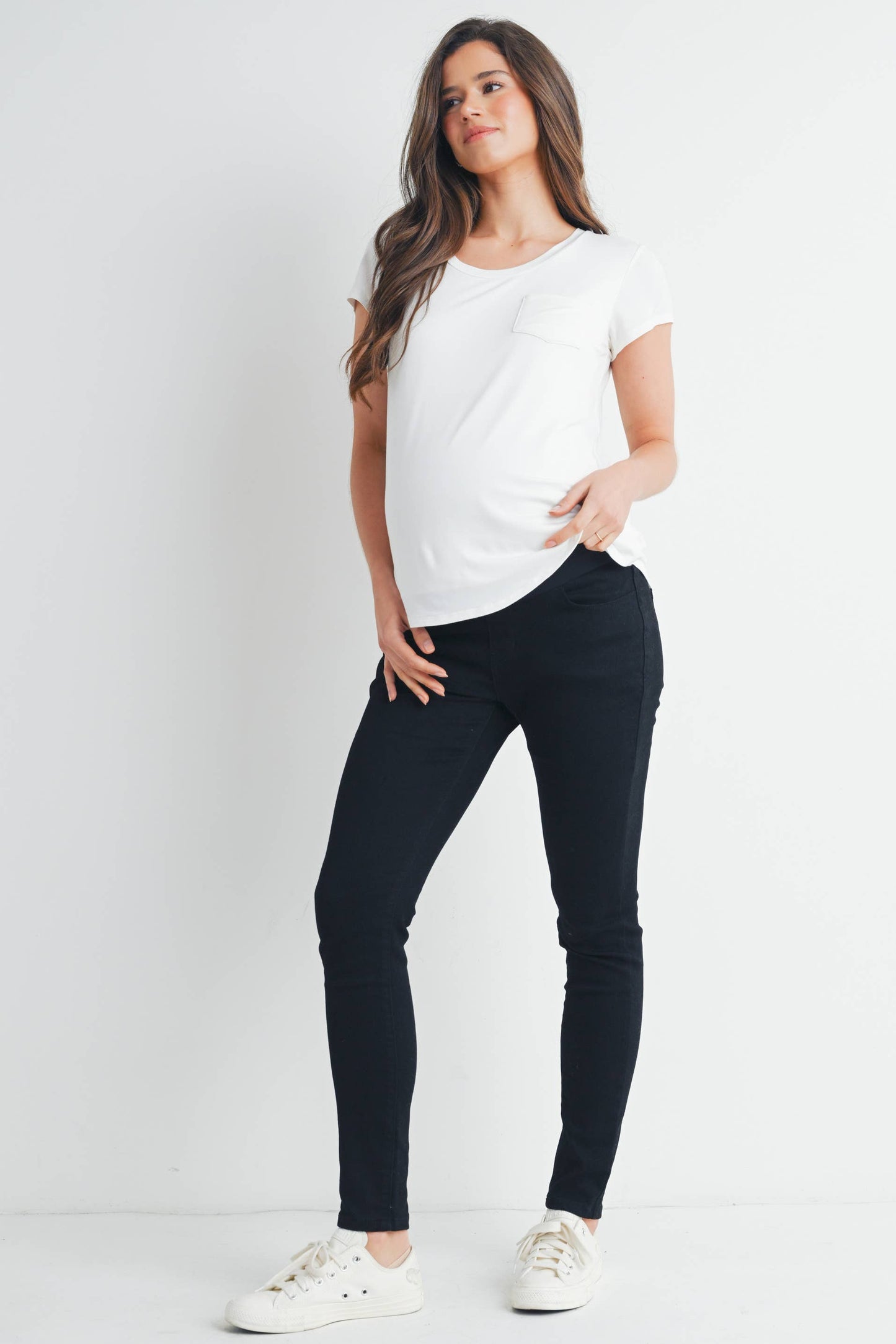 Round Neck Maternity Nursing Pocket T-Shirt