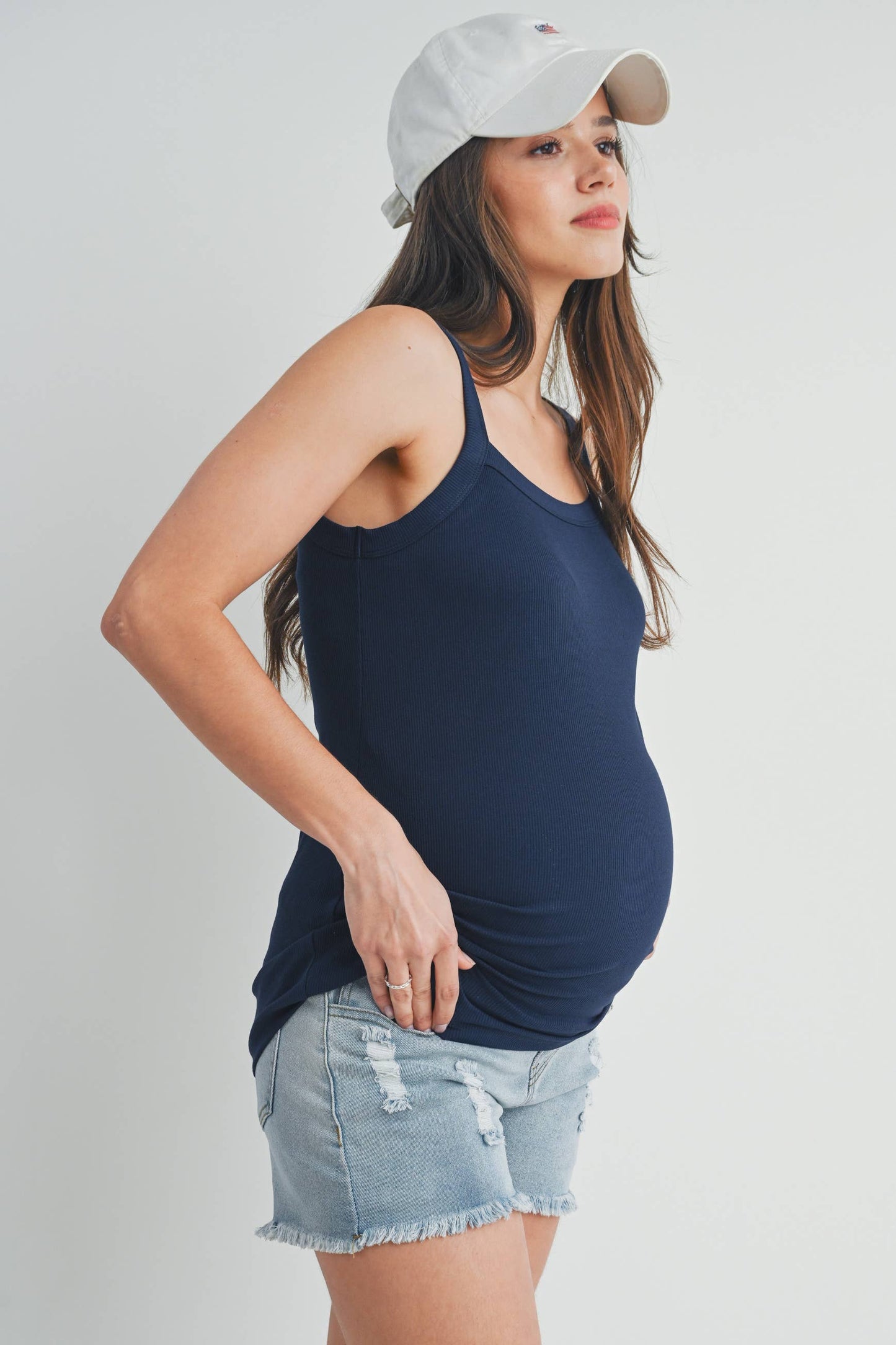 Ribbed Maternity Scoop Neck Cami Tank Top