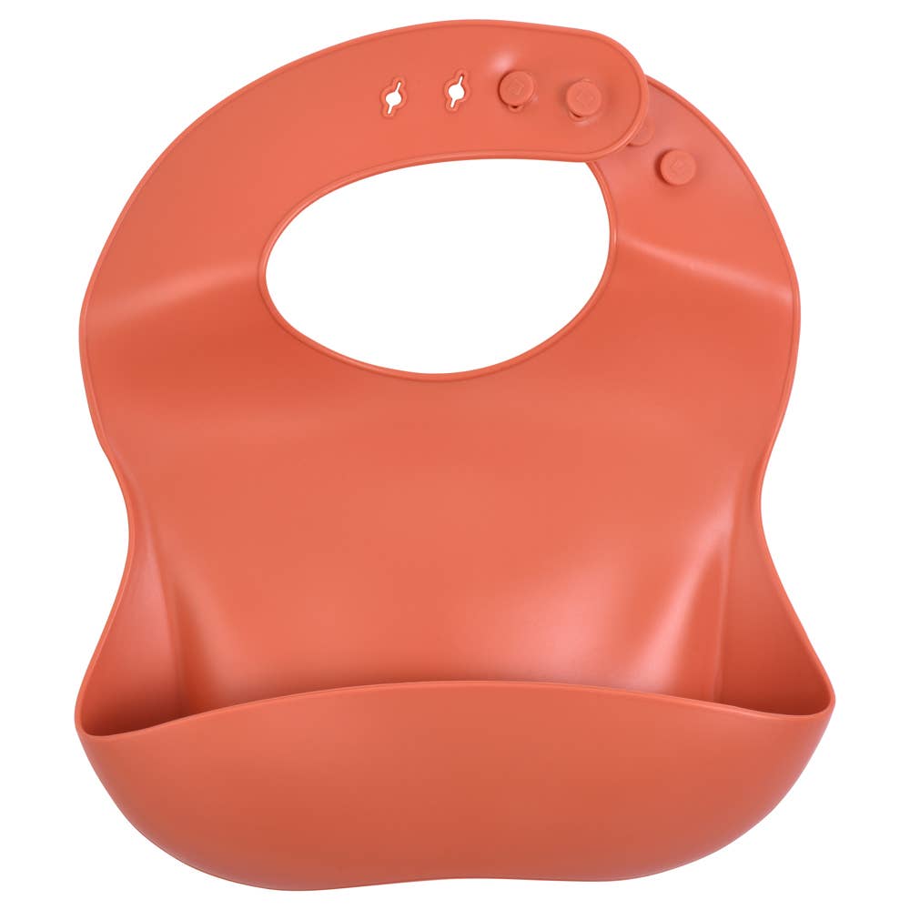 Terracotta Orange Silicone Bib with Crumb Catcher