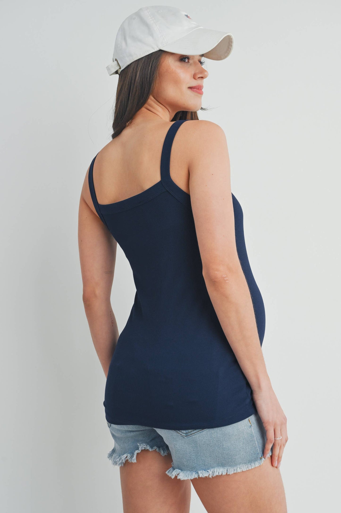 Ribbed Maternity Scoop Neck Cami Tank Top