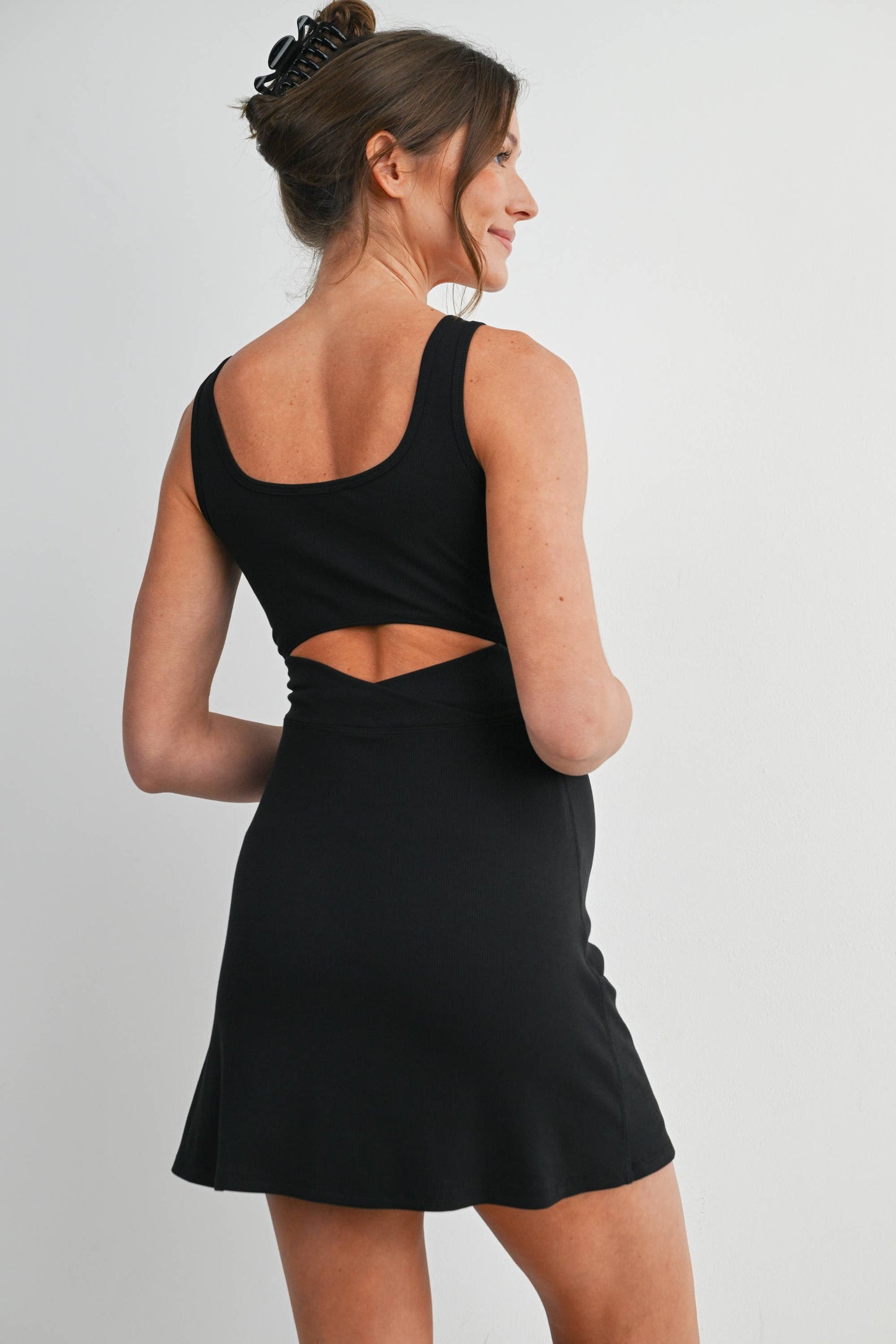Ribbed Maternity Active Mini Dress with Inner Shorts