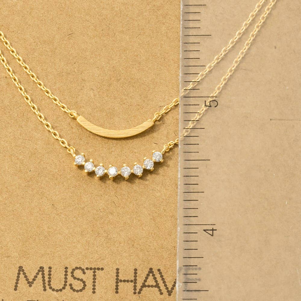 Layered Rhinestone Bar Necklace