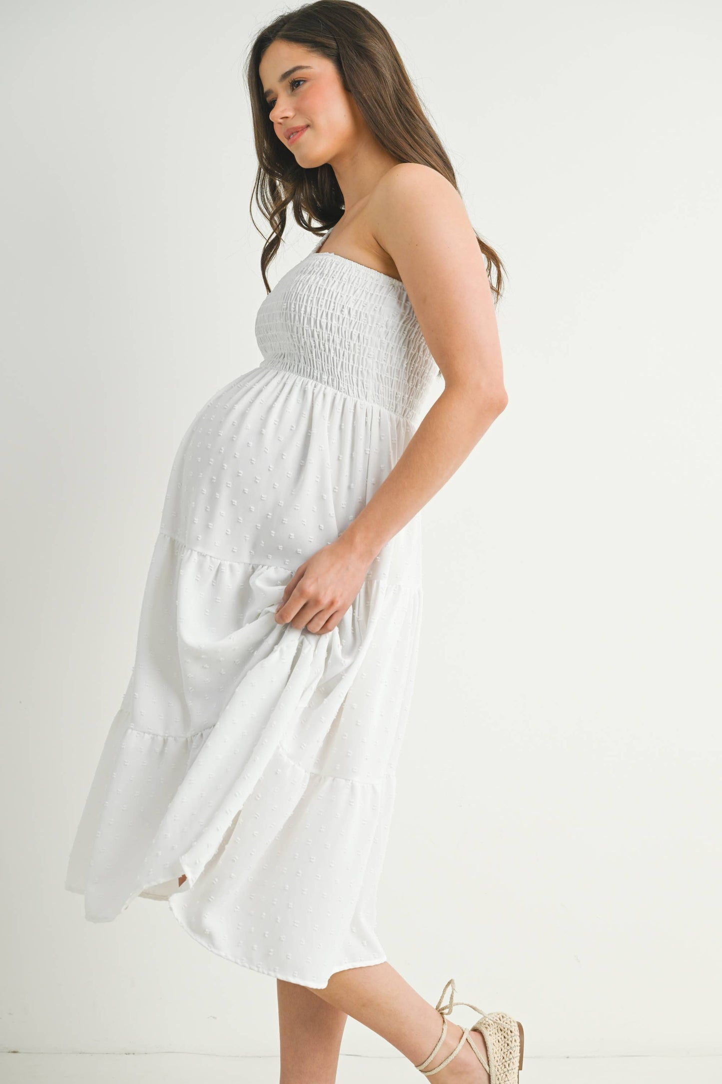 One Shoulder Maternity Midi Dress