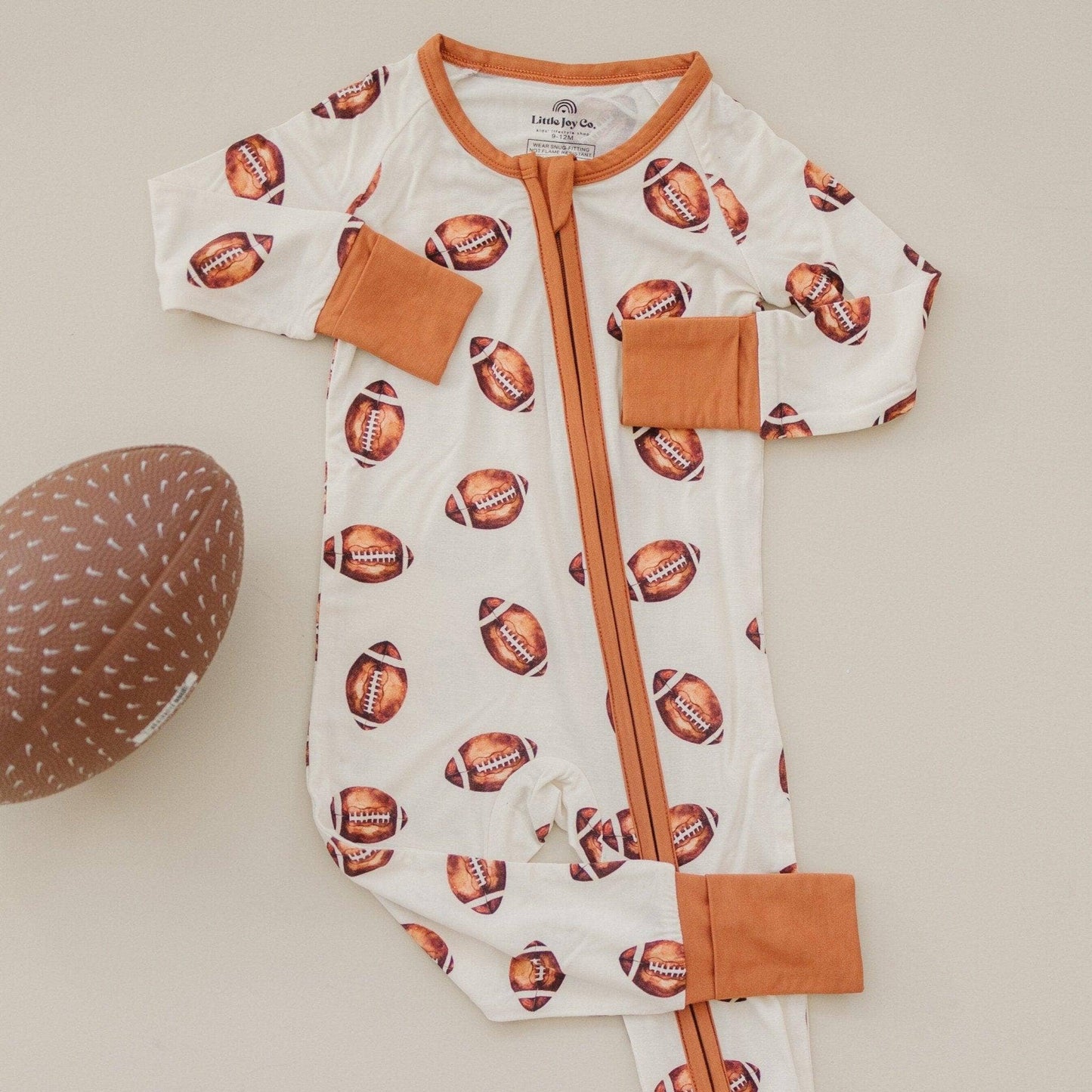 Football Bamboo Zippy Romper Pajamas