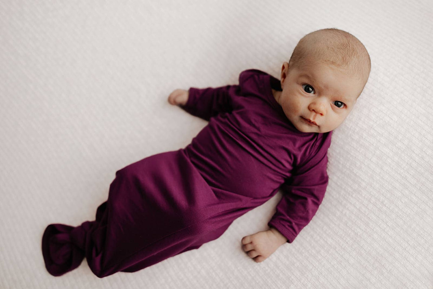 Plum Purple Knotted Newborn Baby Gown