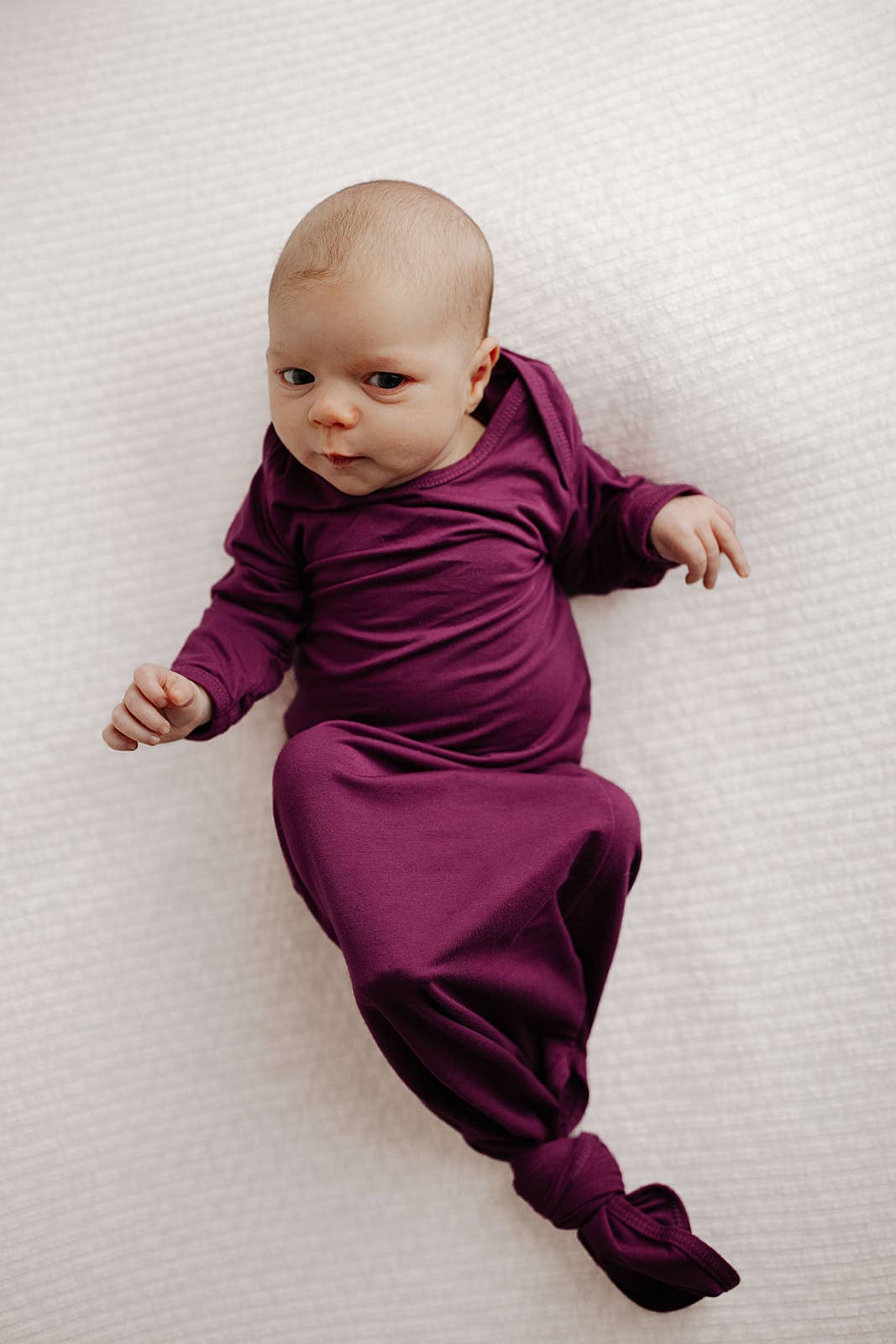 Plum Purple Knotted Newborn Baby Gown