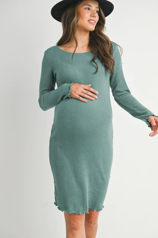 Ribbed Long Sleeve Maternity Dress