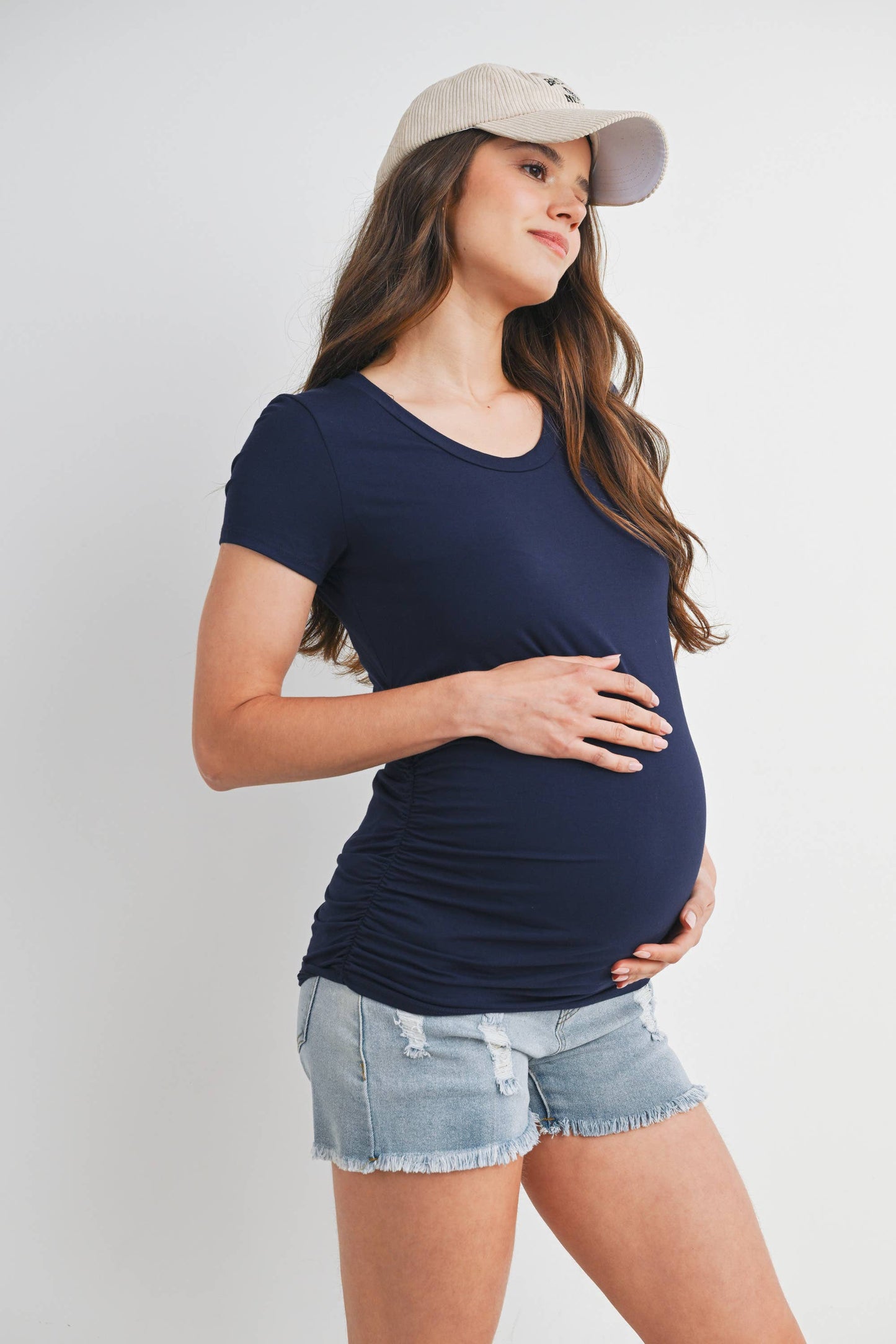Ruched Short Sleeve Maternity T-Shirt