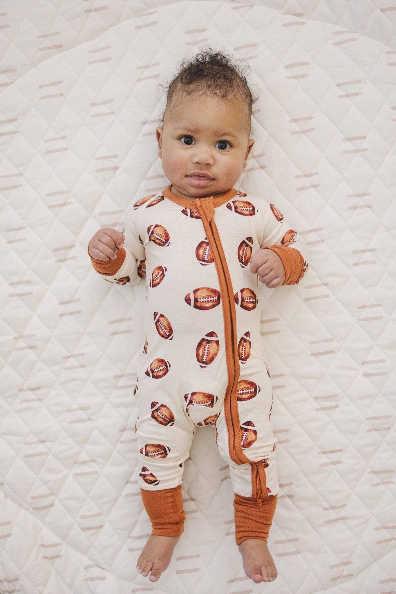 Football Bamboo Zippy Romper Pajamas