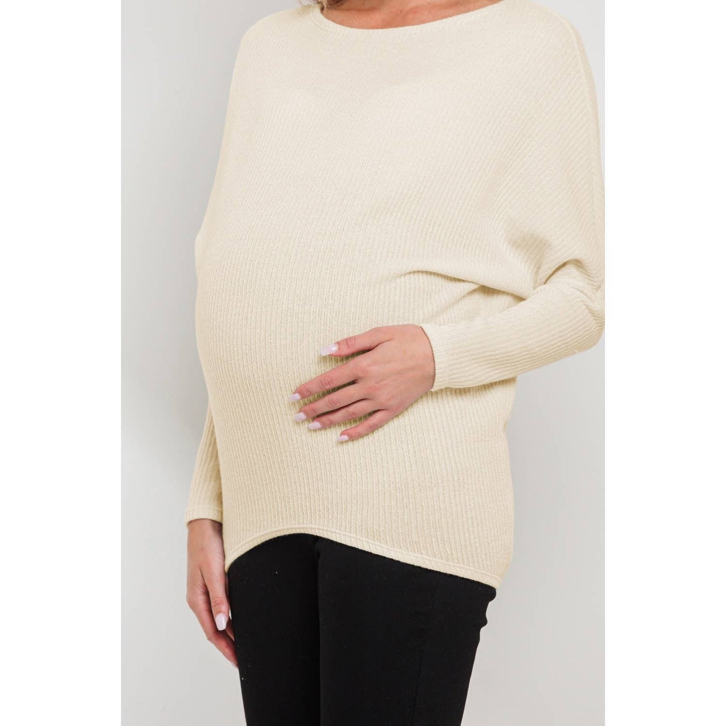 Boat Neck Long Sleeve Maternity Knit Top