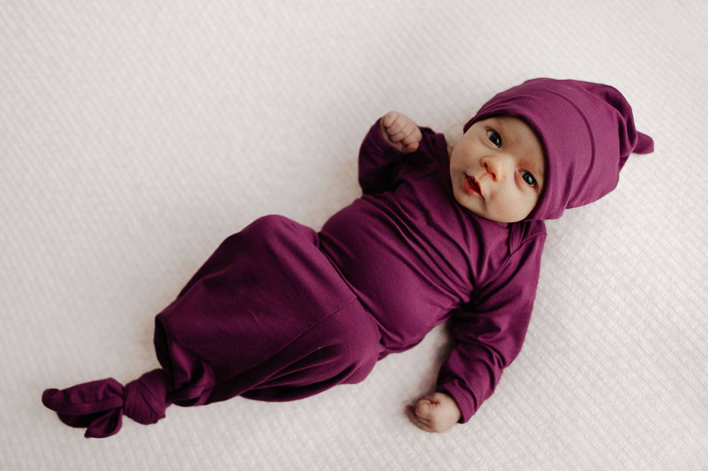 Plum Purple Knotted Newborn Baby Gown