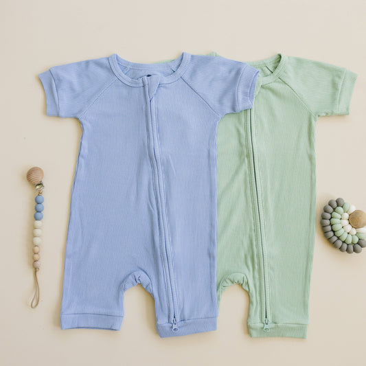 Solid Ribbed Bamboo Shorty Romper