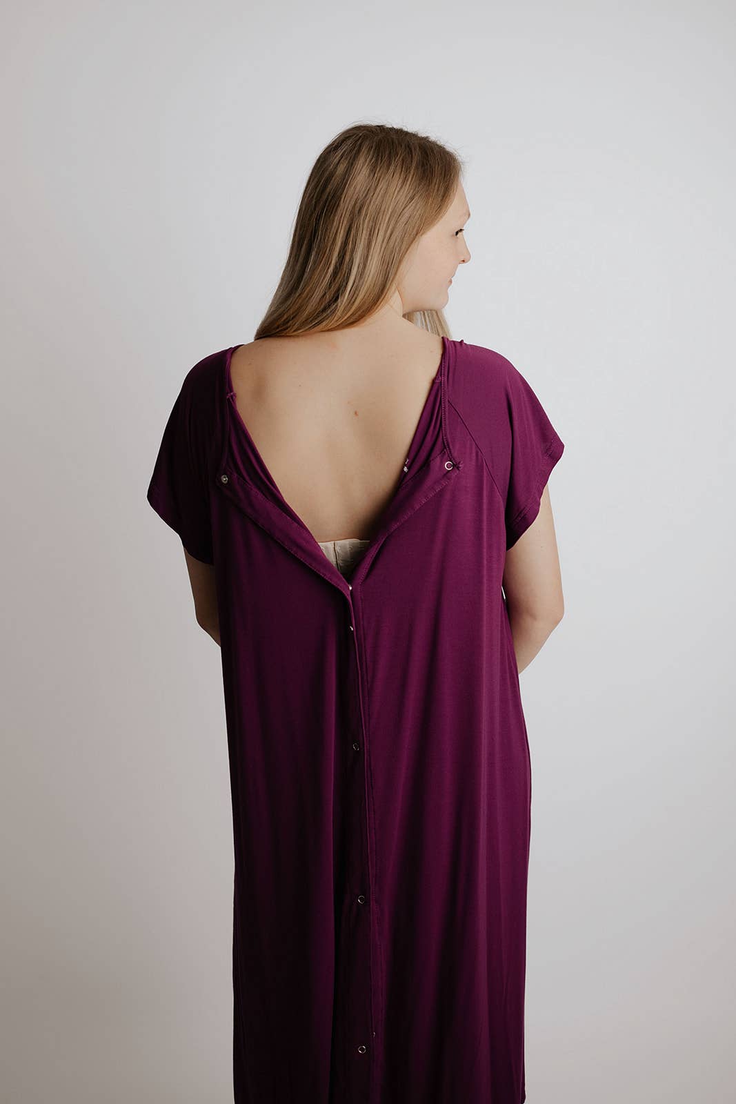 Plum Purple Maternity Mommy Labor and Delivery/ Nursing Gown