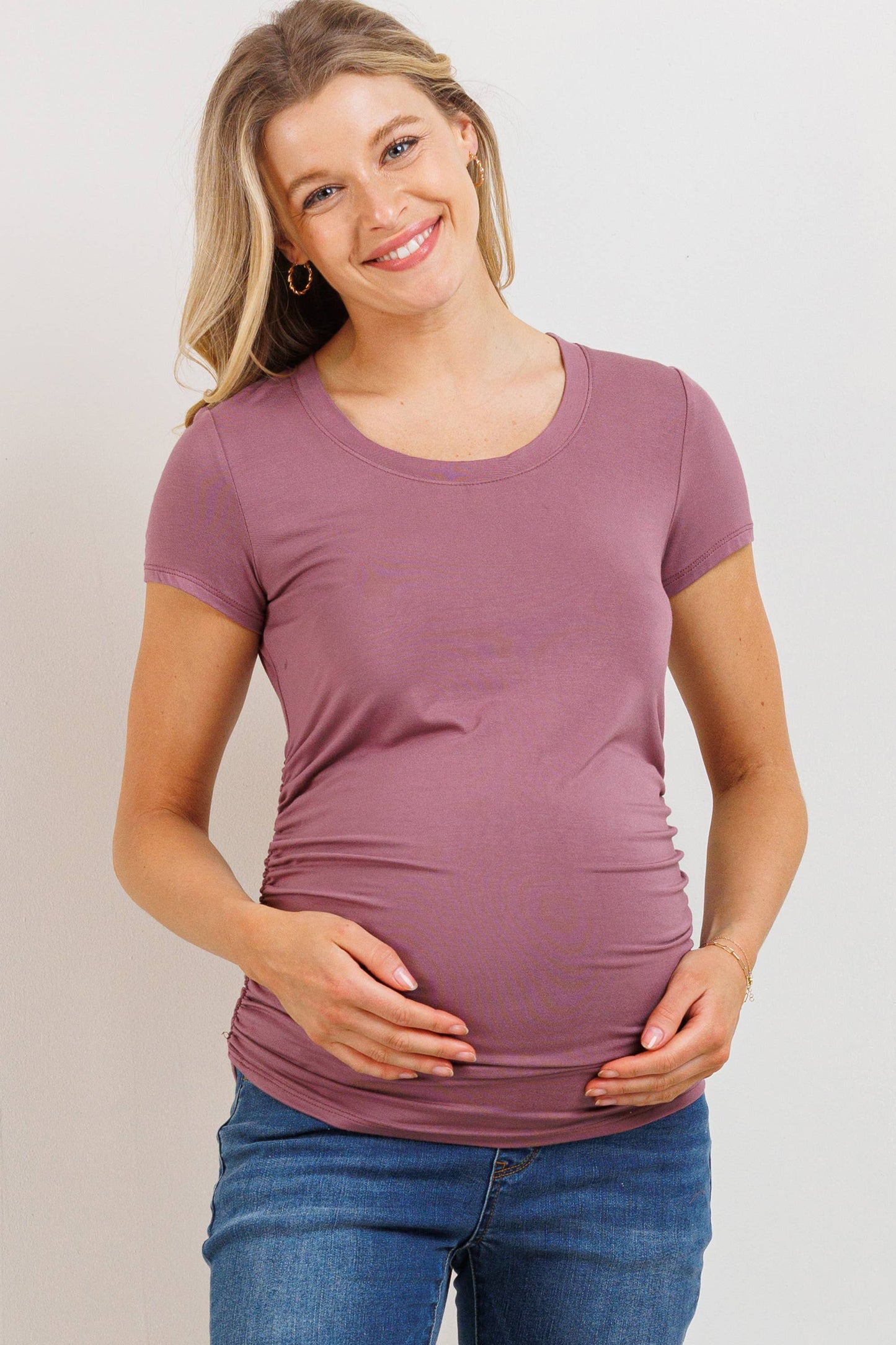 Ruched Short Sleeve Maternity T-Shirt