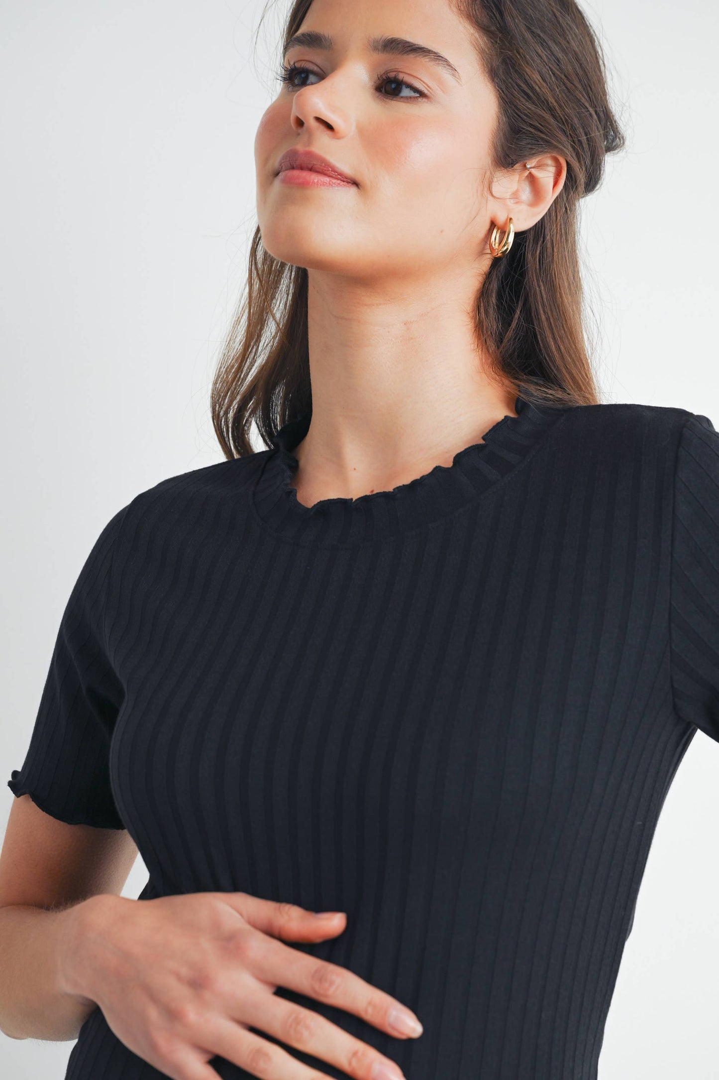 Ribbed Short Sleeve Maternity T-Shirt