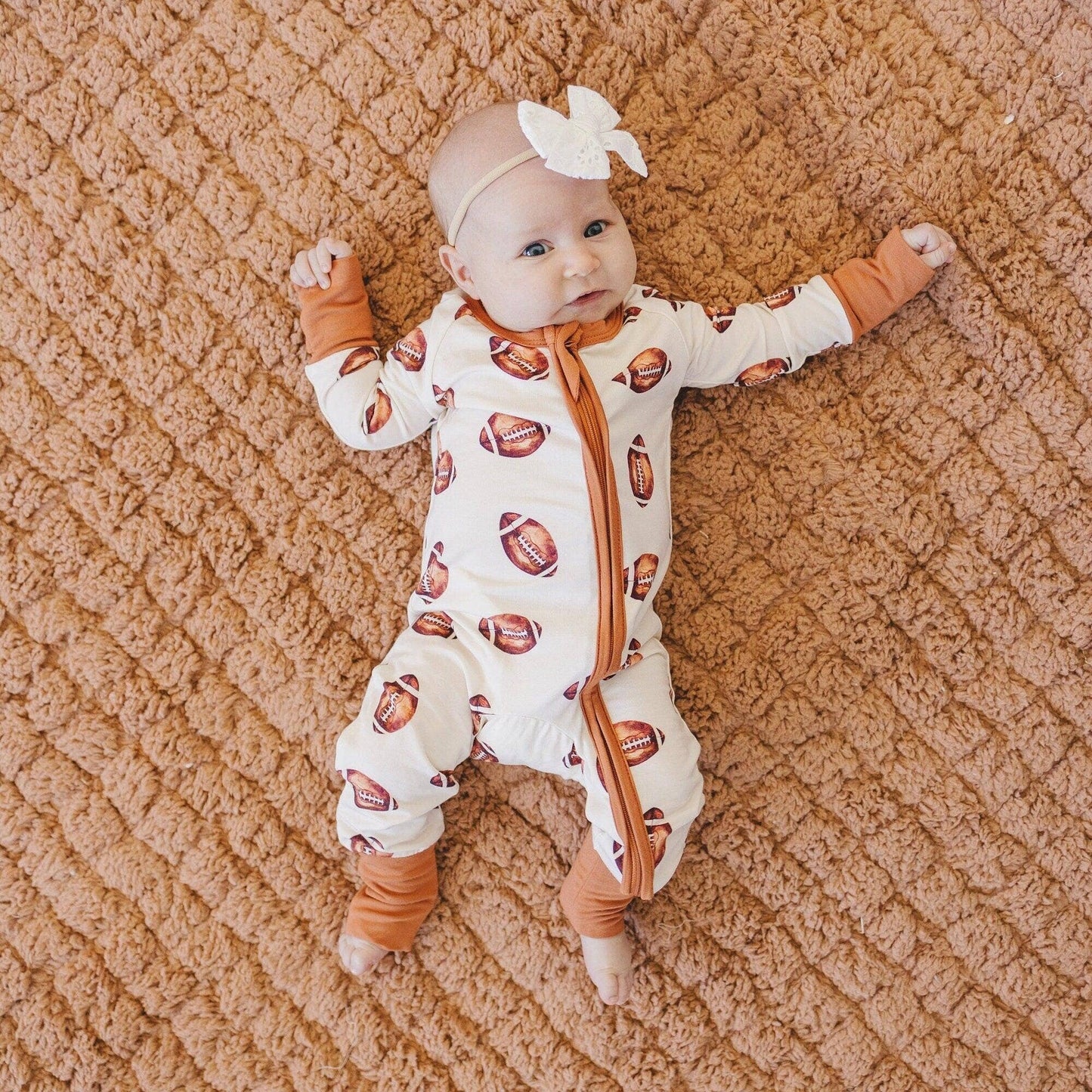 Football Bamboo Zippy Romper Pajamas