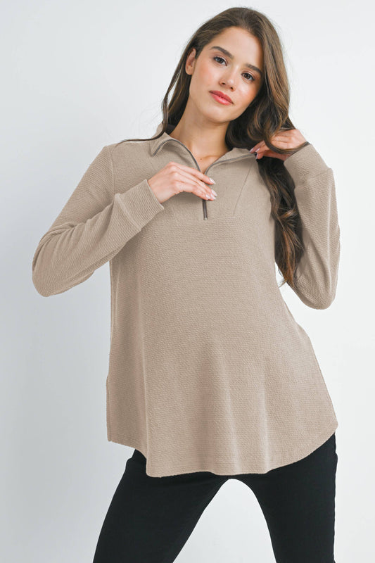 Half Zip Maternity Knit Top